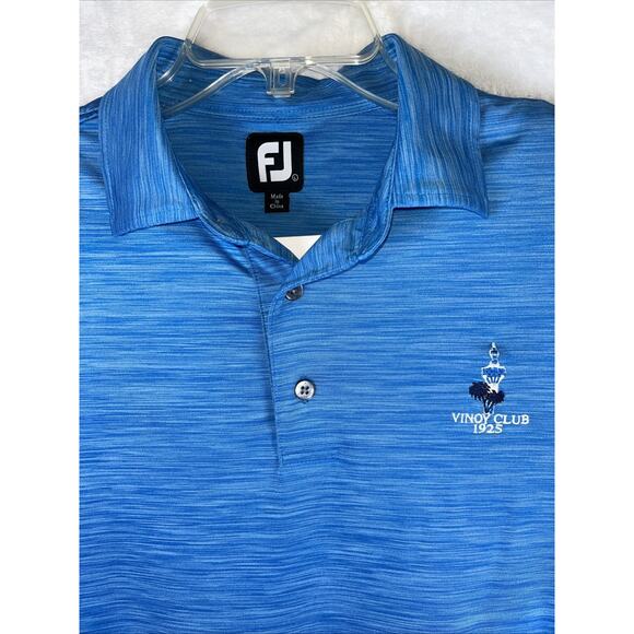 FootJoy FJ Shirt Men L Turquoise Blue Vinoy Club Golf Polo Geometric performance - Picture 1 of 10